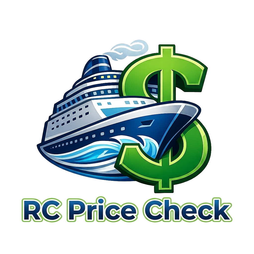 RC Price Check — a cruise ship beside a green dollar sign above the RC Price Check wordmark